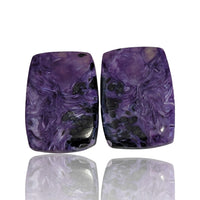 Thumbnail for Natural Russian Charoite Cabochon Pairs - 6) 32Ct, approx. 23x16mm each