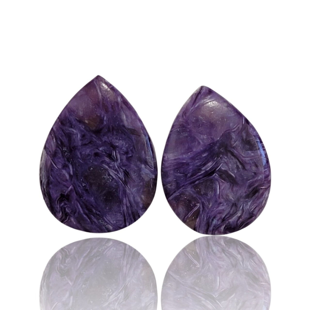 Natural Russian Charoite Cabochon Pairs - 8) 13Ct, approx. 16x12mm each