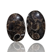 Thumbnail for Natural Turritella Agate Cabochon Pairs - 7) 21Ct, approx. 20x12mm each