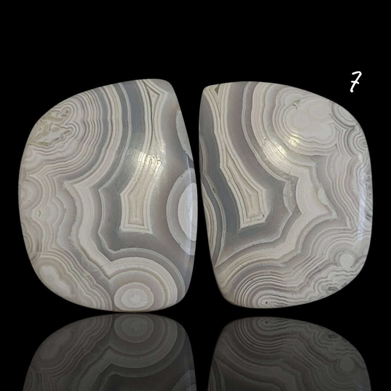 Natural Crazy Lace Agate Cabochon Pairs - 7) 28Ct, approx. 21x15mm each