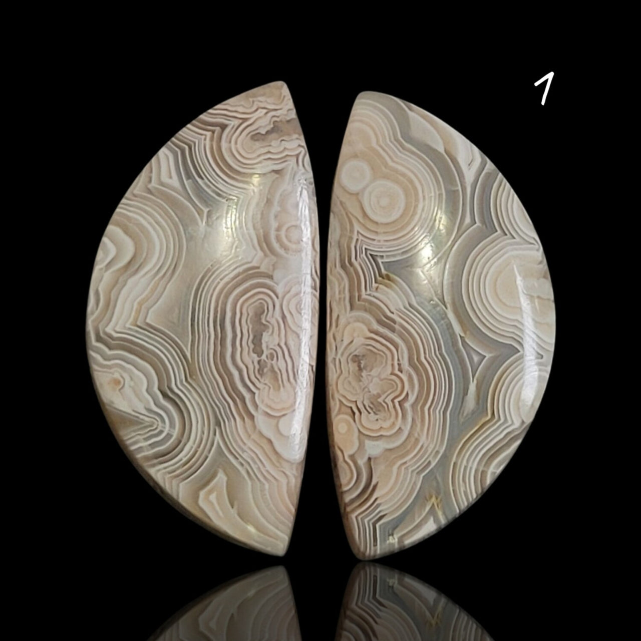 Natural Crazy Lace Agate Cabochon Pairs - 1) 23Ct, approx. 23x12mm each