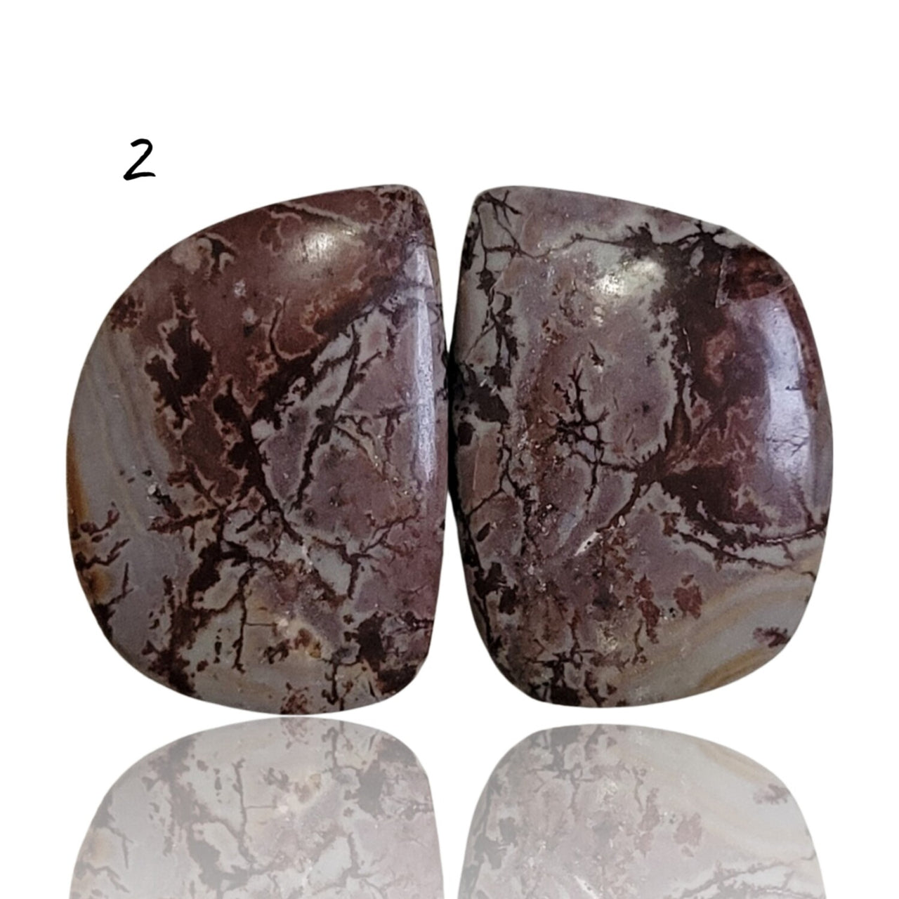 Natural Sonoran Dendritic Jasper Cabochon Pairs - 2) 27Ct, approx. 20x15mm each