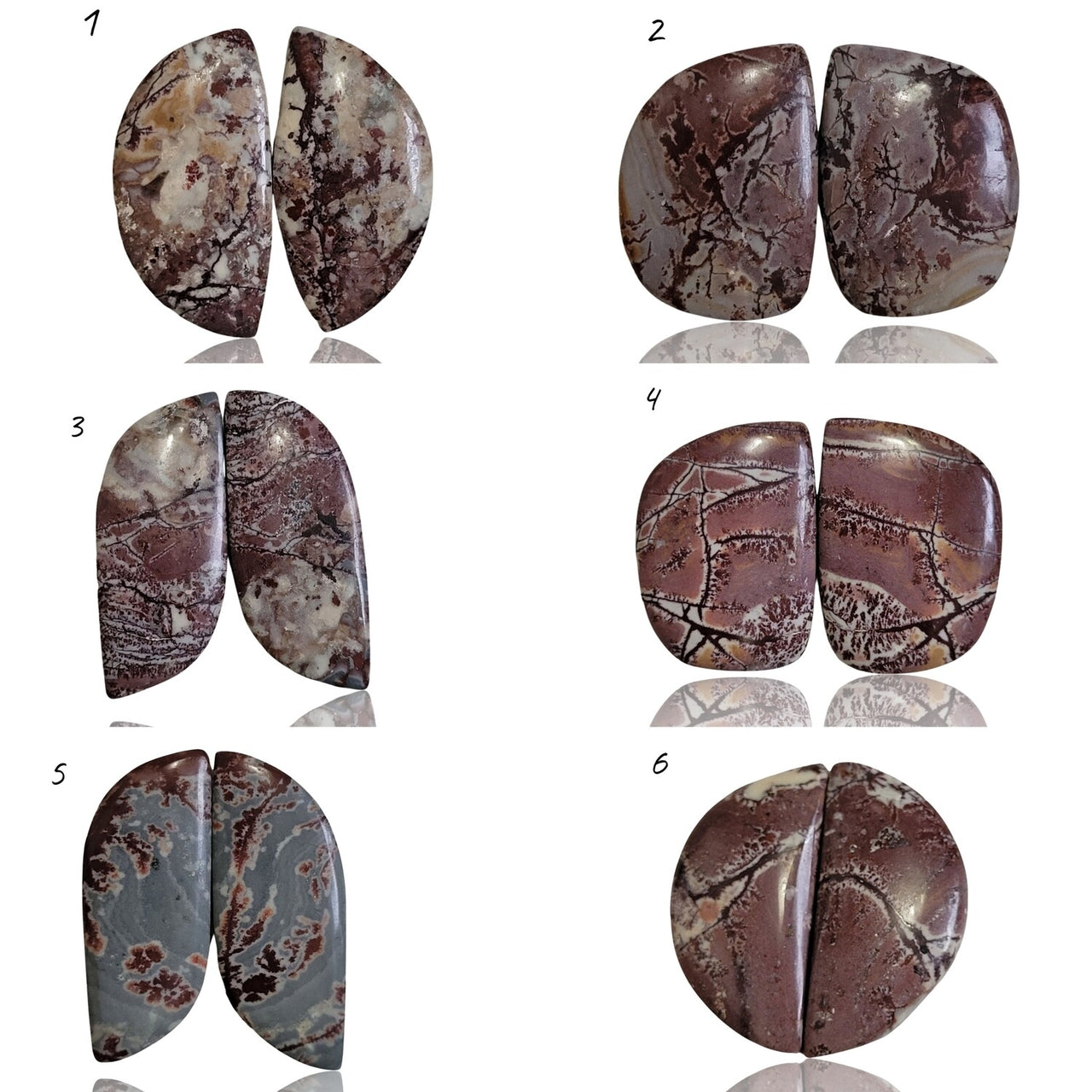 Natural Sonoran Dendritic Jasper Cabochon Pairs