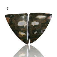 Thumbnail for Natural Rhyolite Rainforest Jasper Cabochon Pairs - 1) 22Ct, approx. 25x16mm each