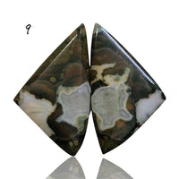 Thumbnail for Natural Rhyolite Rainforest Jasper Cabochon Pairs - 9) 24Ct, approx. 29x17mm each