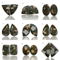 Thumbnail for Natural Rhyolite Rainforest Jasper Cabochon Pairs