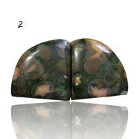 Thumbnail for Natural Rhyolite Rainforest Jasper Cabochon Pairs - 2) 20Ct, approx. 21x18mm each