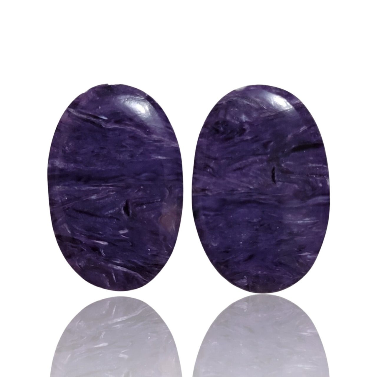 Natural Russian Charoite Cabochon Pairs - 5) 28Ct, approx. 23x15mm each