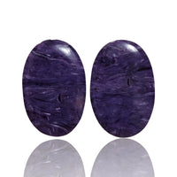 Thumbnail for Natural Russian Charoite Cabochon Pairs - 5) 28Ct, approx. 23x15mm each