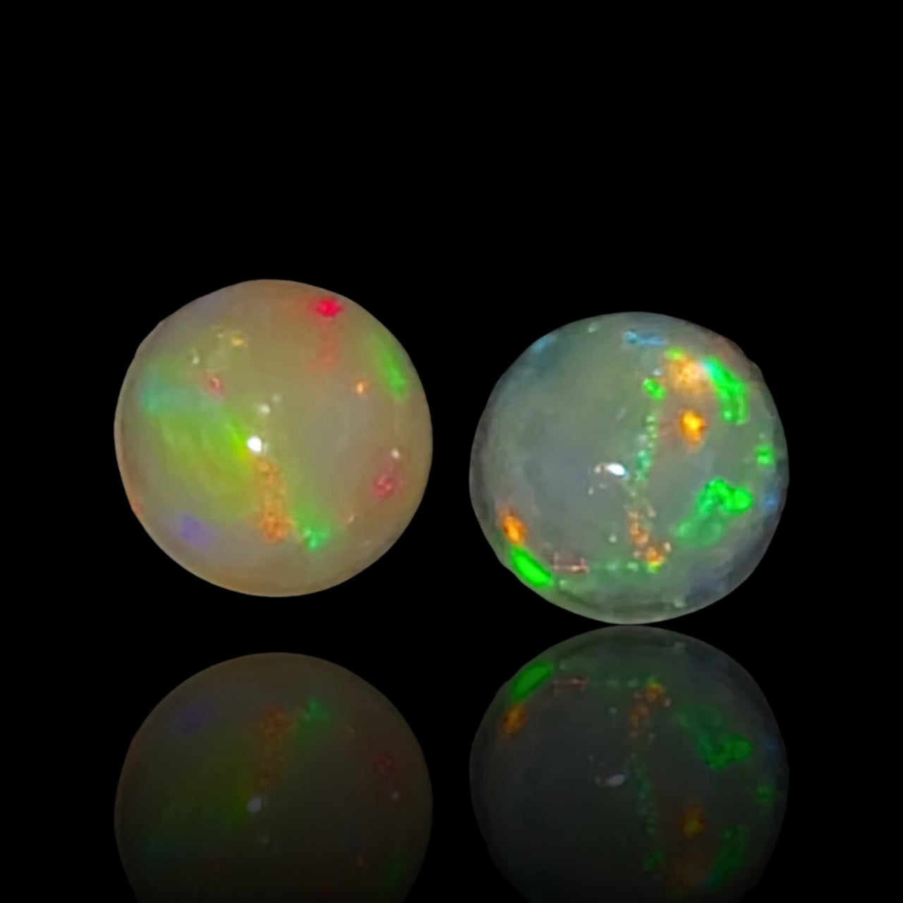 Natural  Ethiopian Opal Round Cabochon Pair 5.1mm each