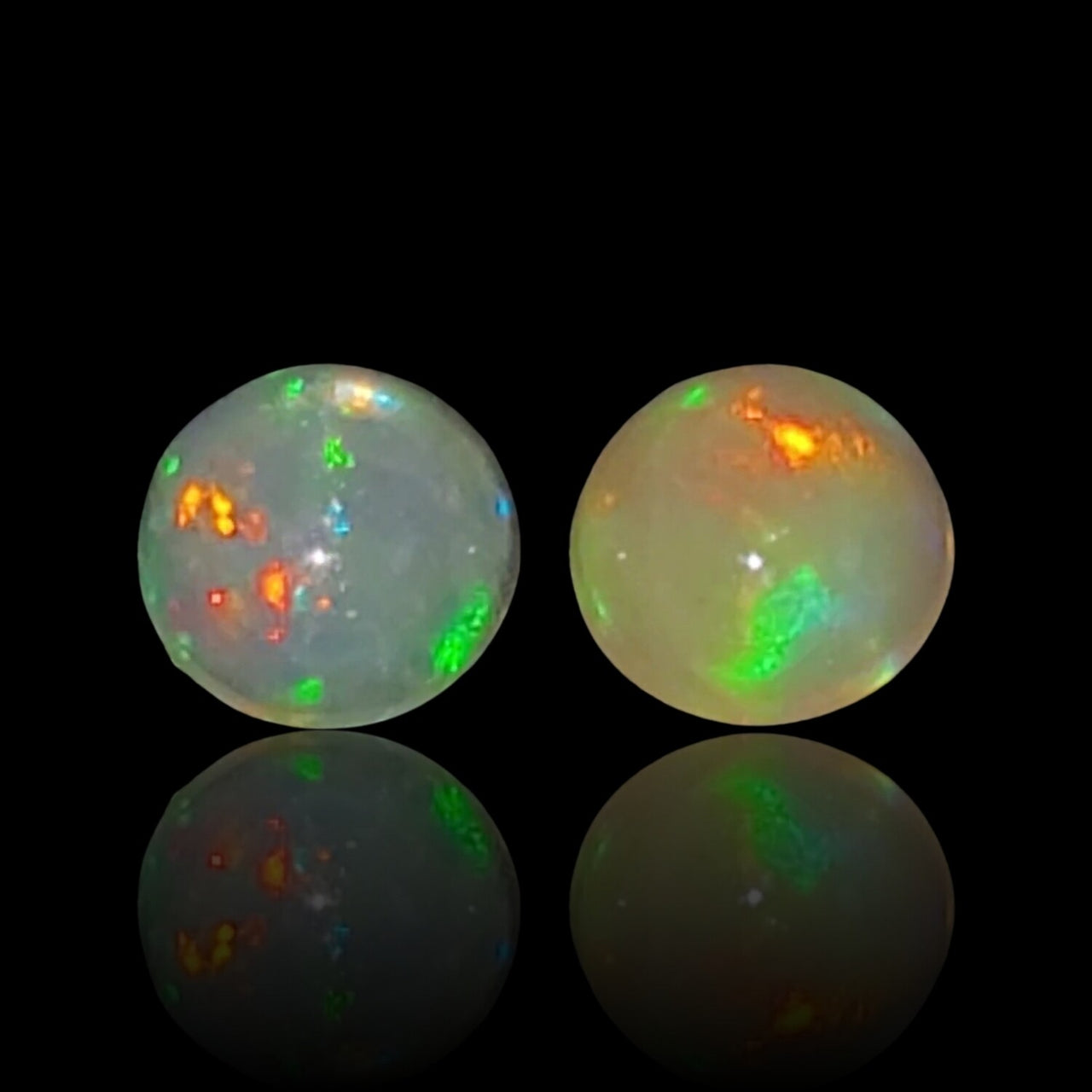 Natural  Ethiopian Opal Round Cabochon Pair 5.1mm each