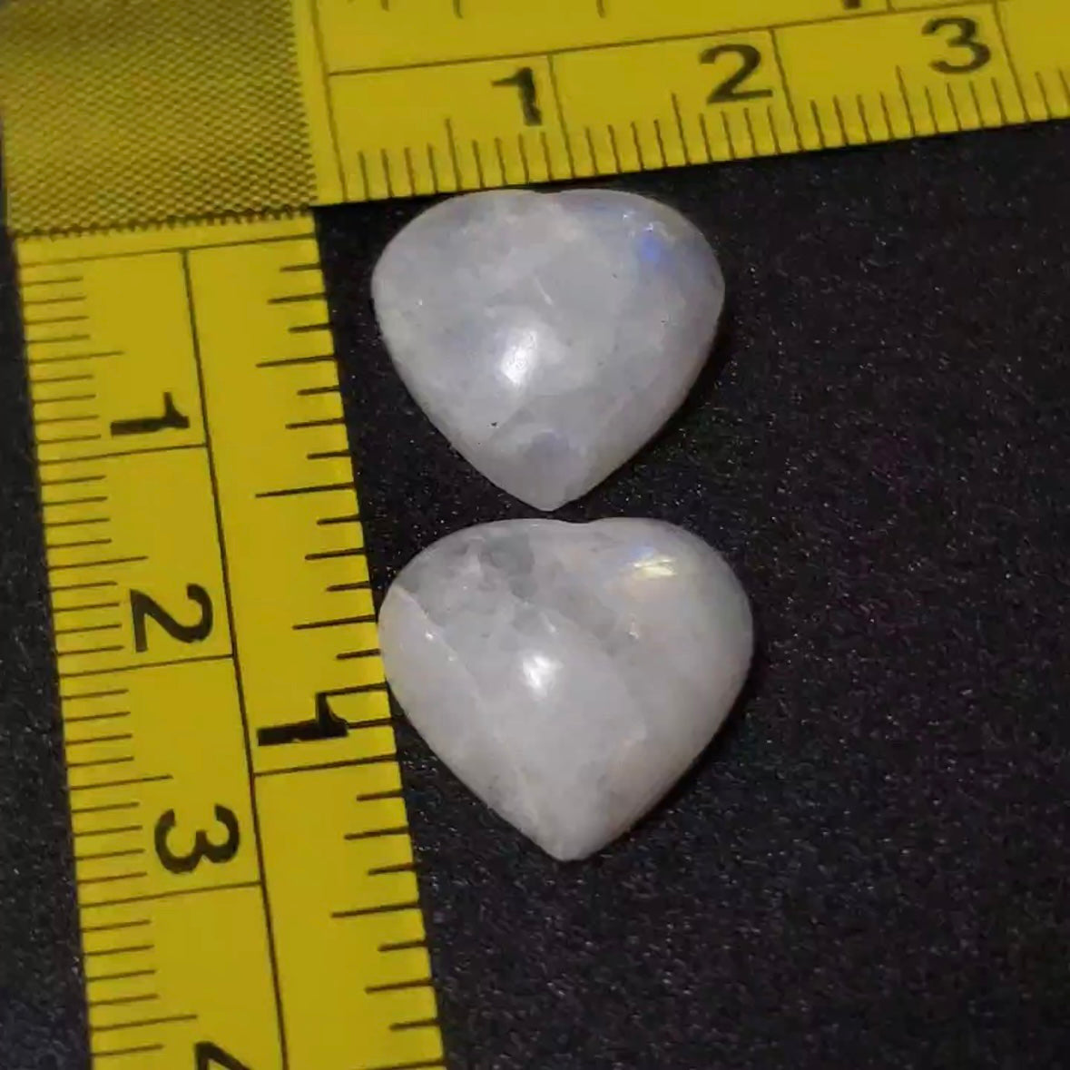 2Pcs Natural Rainbow Moonstone Heart Cabochons