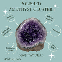 Thumbnail for Polished Amethyst Crystal Cluster (4 - 5 lbs) - Smooth Rounded Edge - Uruguay Natural Dark Purple Hues - Meditation - Healing And Calming Effects - Home Decoration - Raw Geode Quartz (4 - 5 lbs)