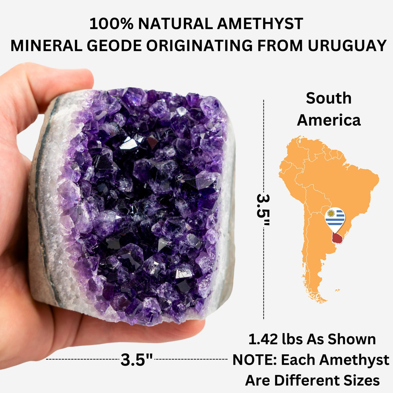 Polished Amethyst Crystal Cluster (4 - 5 lbs) - Smooth Rounded Edge - Uruguay Natural Dark Purple Hues - Meditation - Healing And Calming Effects - Home Decoration - Raw Geode Quartz (4 - 5 lbs)