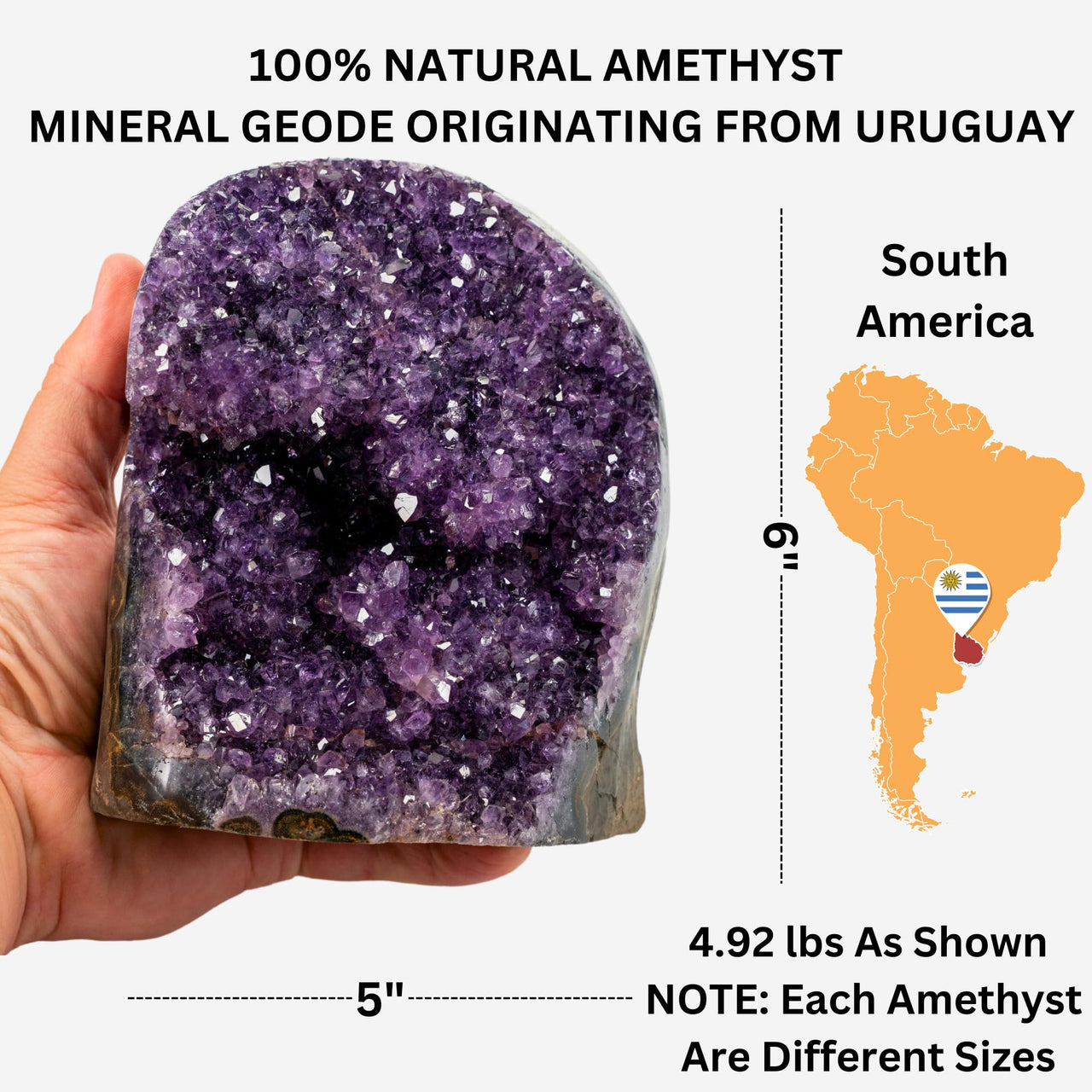 Polished Amethyst Crystal Cluster (4 - 5 lbs) - Smooth Rounded Edge - Uruguay Natural Dark Purple Hues - Meditation - Healing And Calming Effects - Home Decoration - Raw Geode Quartz (4 - 5 lbs)