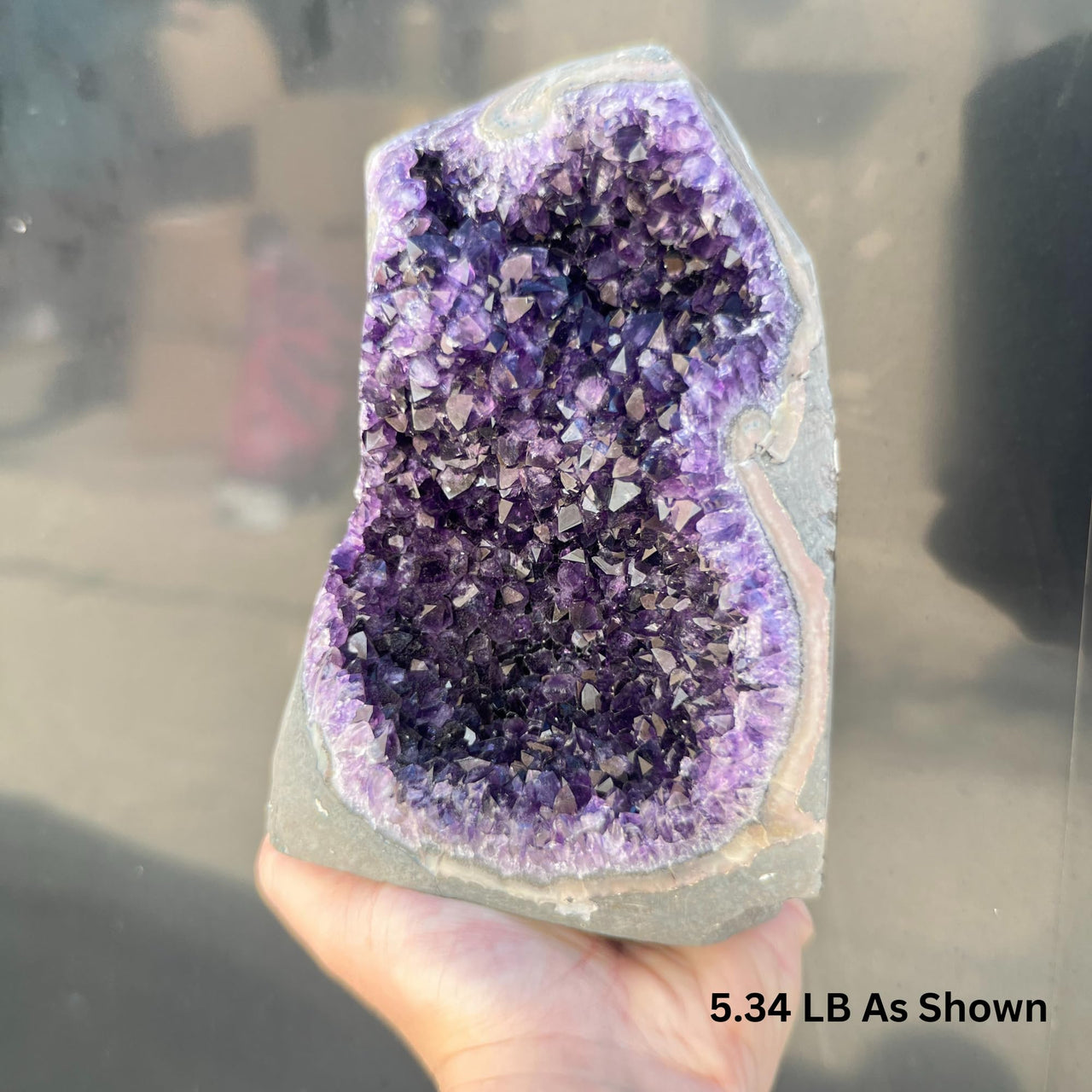 Polished Amethyst Crystal Cluster (4 - 5 lbs) - Smooth Rounded Edge - Uruguay Natural Dark Purple Hues - Meditation - Healing And Calming Effects - Home Decoration - Raw Geode Quartz (4 - 5 lbs)