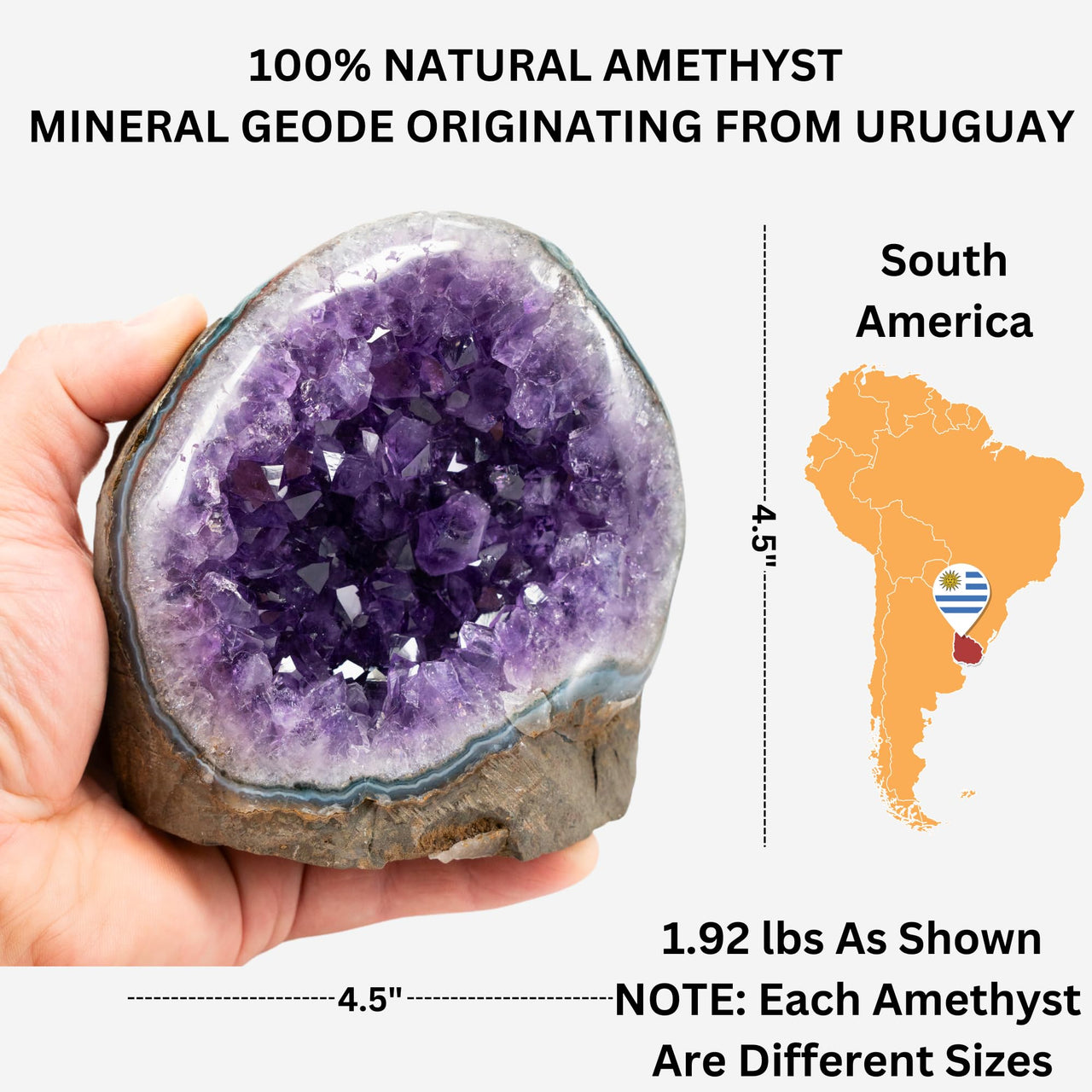 Polished Amethyst Crystal Cluster (4 - 5 lbs) - Smooth Rounded Edge - Uruguay Natural Dark Purple Hues - Meditation - Healing And Calming Effects - Home Decoration - Raw Geode Quartz (4 - 5 lbs)