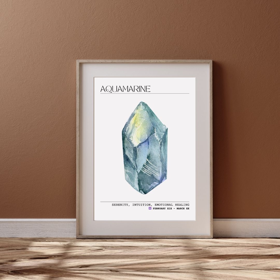 Aquamarine Zodiac Print | Wall Art | Home Office Decor