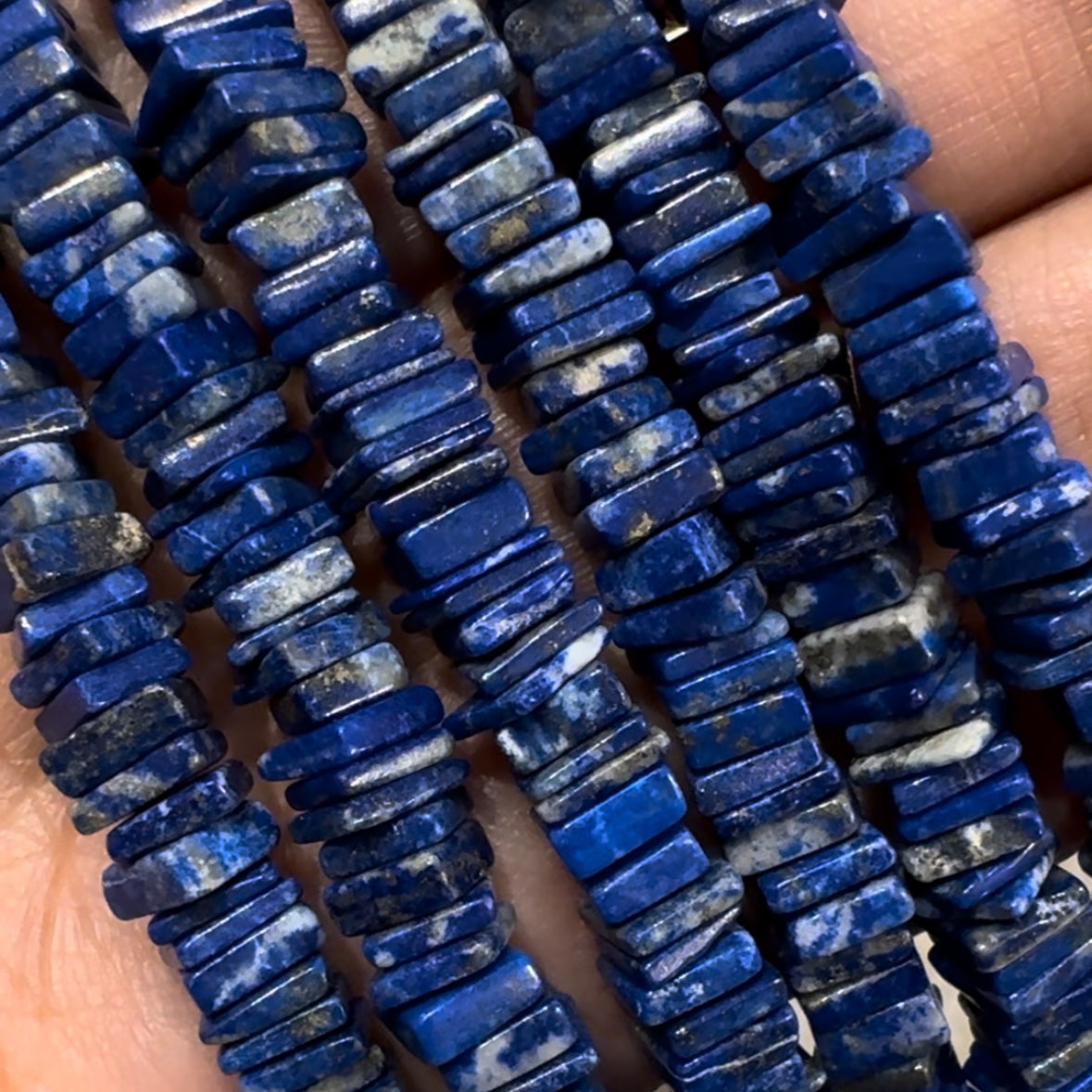 Natural Lapis Lazuli Square Choki Bead Strand 9”inch length. Beads approx 4-6mm each