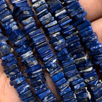 Thumbnail for Natural Lapis Lazuli Square Choki Bead Strand 9”inch length. Beads approx 4-6mm each