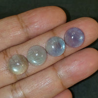 4Pcs Natural Light Blueish-green Fluorite Cabochons LOT. Size 11mm