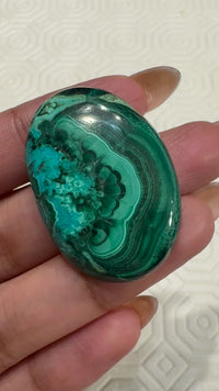 44.4Ct Natural Chrysocolla Malachite Cabochon. Size- approx. 32x22mm