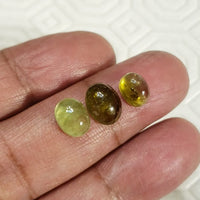 3Pcs 7Ct Natural Green Tourmaline Cabochons LOT