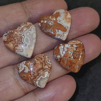 49Ct 4Pcs Natural Rosetta Jasper Heart Cabochons LOT. Size approx. 18x18mm to 20x20mm