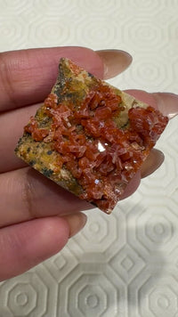 33.5Ct Natural RAW Vanadinite Crystal Druzy. Flat base. 25x22mm