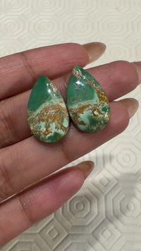 Natural Variscite Cabochon Pair. Size is 20x12mm each