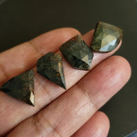 Natural Bluish Black Tiger Eye Rose Cut(flat base) Cabochons LOT/4Pcs.