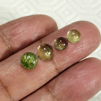 4Pcs 6.5Ct Natural Green Tourmaline Cabochons LOT