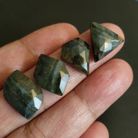 Natural Bluish Black Tiger Eye Rose Cut(flat base) Cabochons LOT/4Pcs.