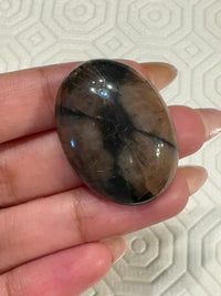Natural Chiastolite/Andalusite Cross Stone Cabochon 30x22mm