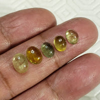 5Pcs 7Ct Natural Green Tourmaline Cabochons LOT