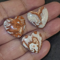 52.5Ct 3Pcs Natural Rosetta Jasper Heart Cabochons LOT. Size approx. 21x21mm
