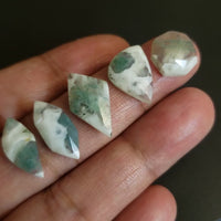 Natural Moss Agate Rose Cut(flat base) Cabochons LOT/5Pcs.