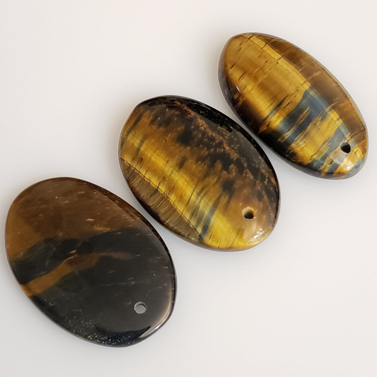 Natural Tiger Eye DRILLED Pendant Beads LOT/3Pcs.