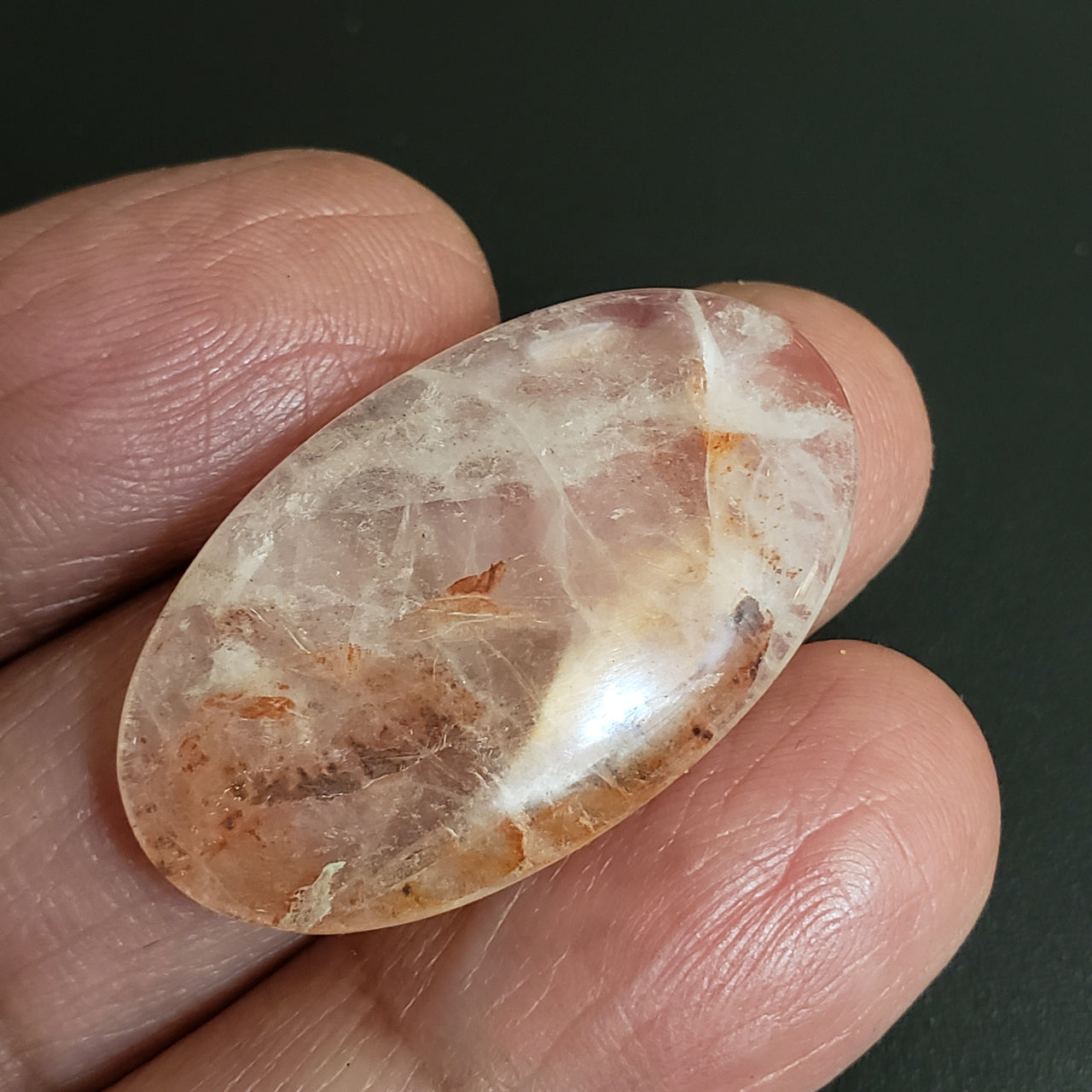 Natural Iron Quartz Cabochon. Size- approx. 34x20mm