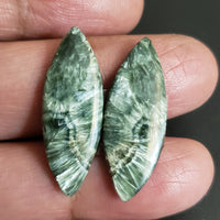 Thumbnail for Natural Seraphinite Cabochon Pair. Size- approx. 30x11mm