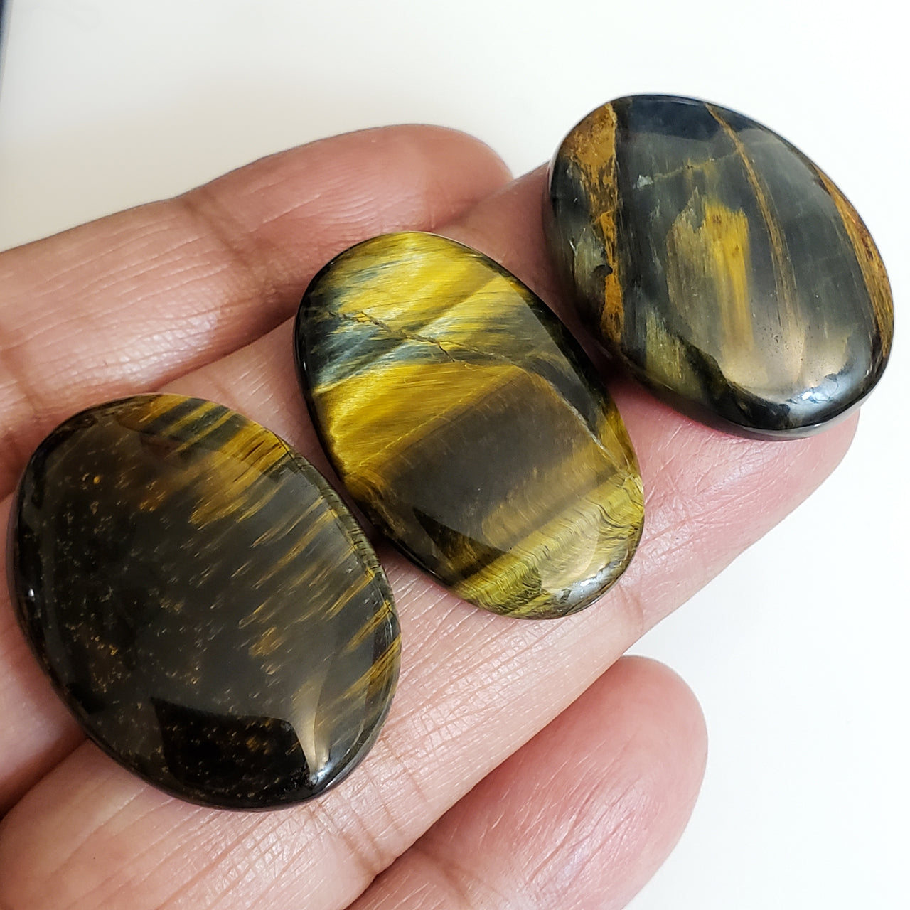Natural Tiger Eye Cabochons LOT/3Pcs.