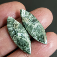 Thumbnail for Natural Seraphinite Cabochon Pair. Size- approx. 30x11mm