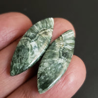Thumbnail for Natural Seraphinite Cabochon Pair. Size- approx. 30x11mm