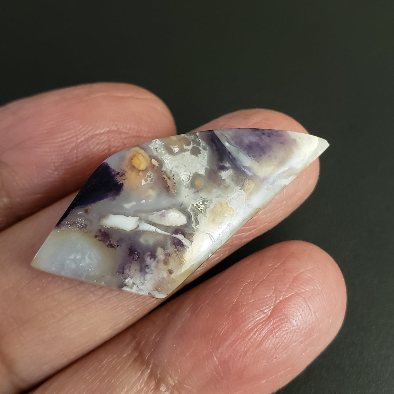 Natural Bertrandite Fancy Cut Cabochon. Size- approx. 39x18mm